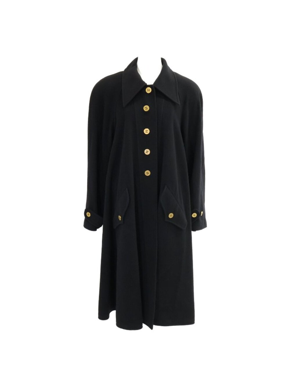Chanel CC Logo Button Cashmere Long 38